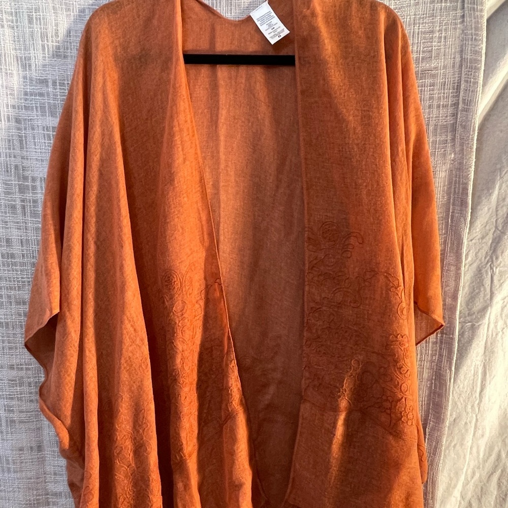 Pumpkin colored shawl wrap